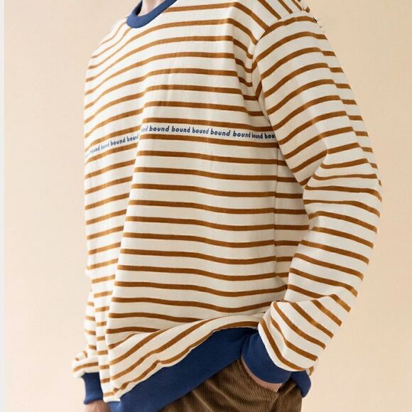 𝅺BOUND Cream x Camel Contrast Stripe Sweater NWT - Picture 2 of 7